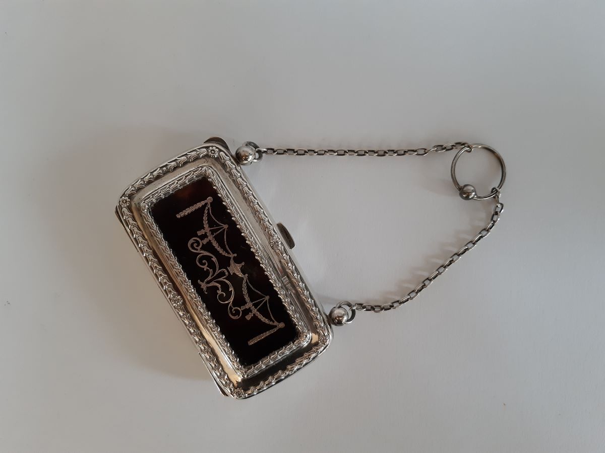 Edwardian, silver and tortoiseshell purse